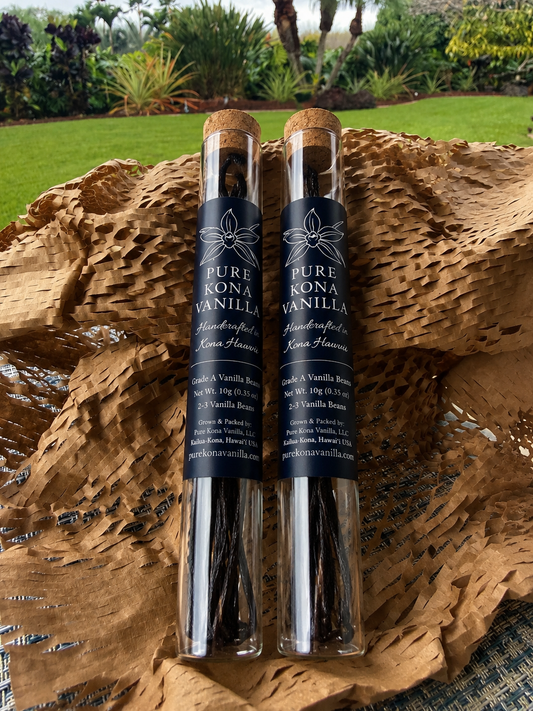 Pure Kona Vanilla Beans - Grade A, 10g each (2-Tubes)